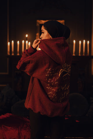 "Aankhon Ke Kahani" / آنکھوں کی کہانی "The Story Within the Eyes" Maroon Hoodie