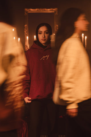 "Aankhon Ke Kahani" / آنکھوں کی کہانی "The Story Within the Eyes" Maroon Hoodie